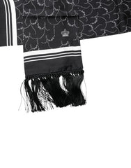 Dolce & Gabbana Black Patterned Skinny Fringes Shawl Scarf