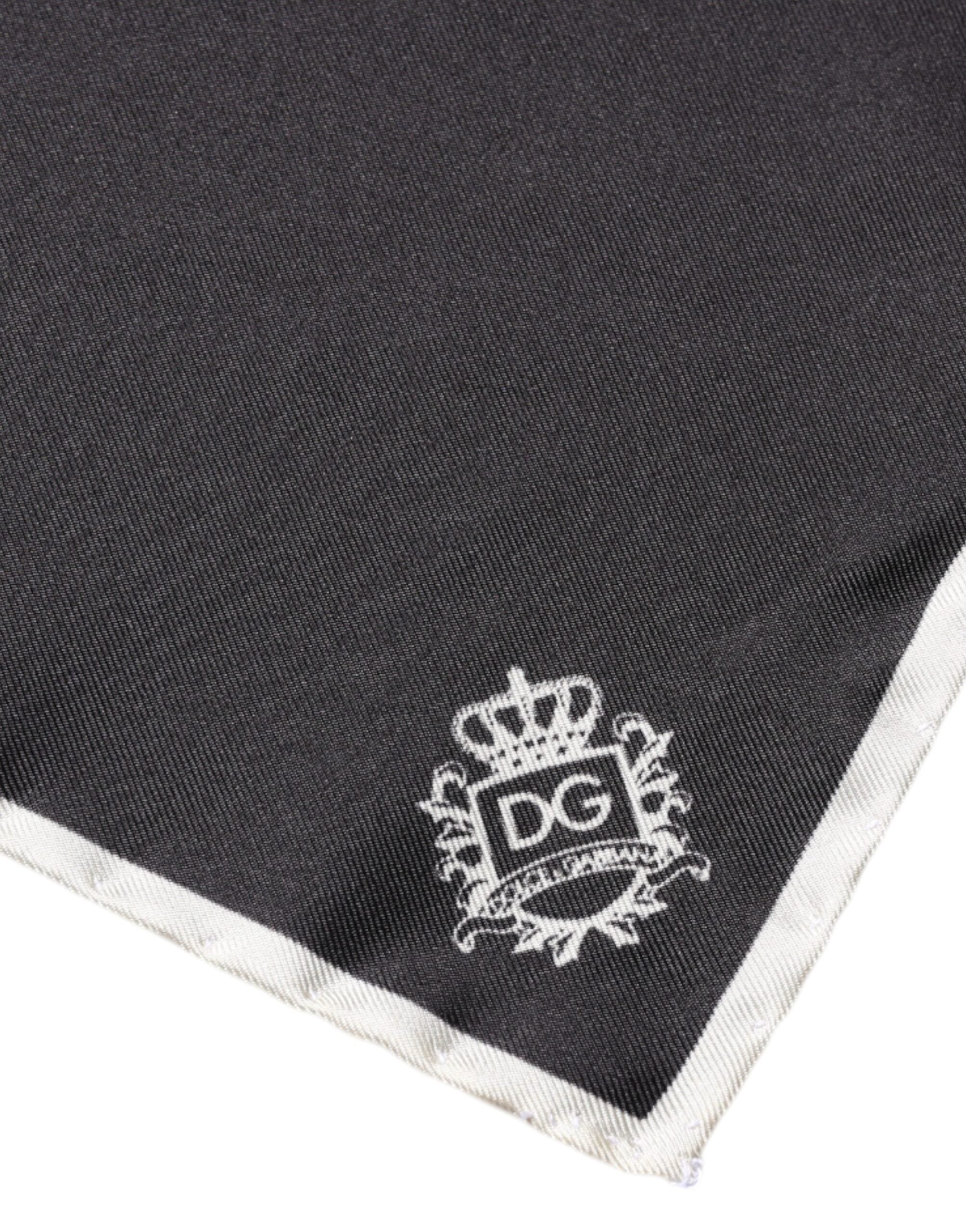Dolce &amp; Gabbana – Quadratischer Taschentuchschal mit schwarzem Kronenlogo
