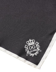 Dolce &amp; Gabbana – Quadratischer Taschentuchschal mit schwarzem Kronenlogo