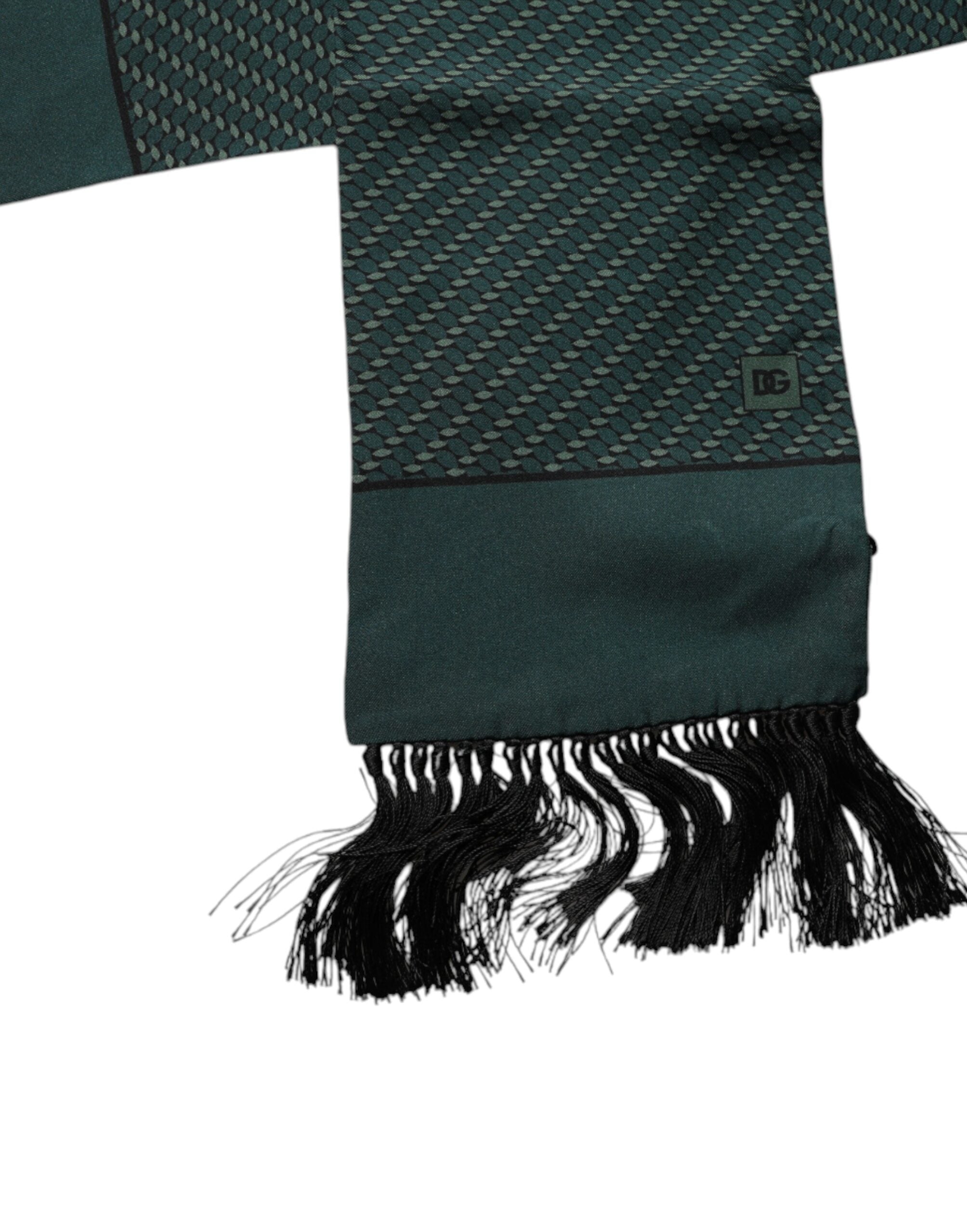 Dolce & Gabbana Donkergroene Fantasy Franjes Halsdoek