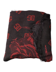 Dolce & Gabbana Zwart Rood Bloemen Modal Wikkel Shawl Sjaal