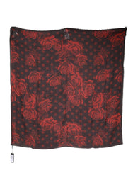 Dolce & Gabbana Zwart Rood Bloemen Modal Wikkel Shawl Sjaal