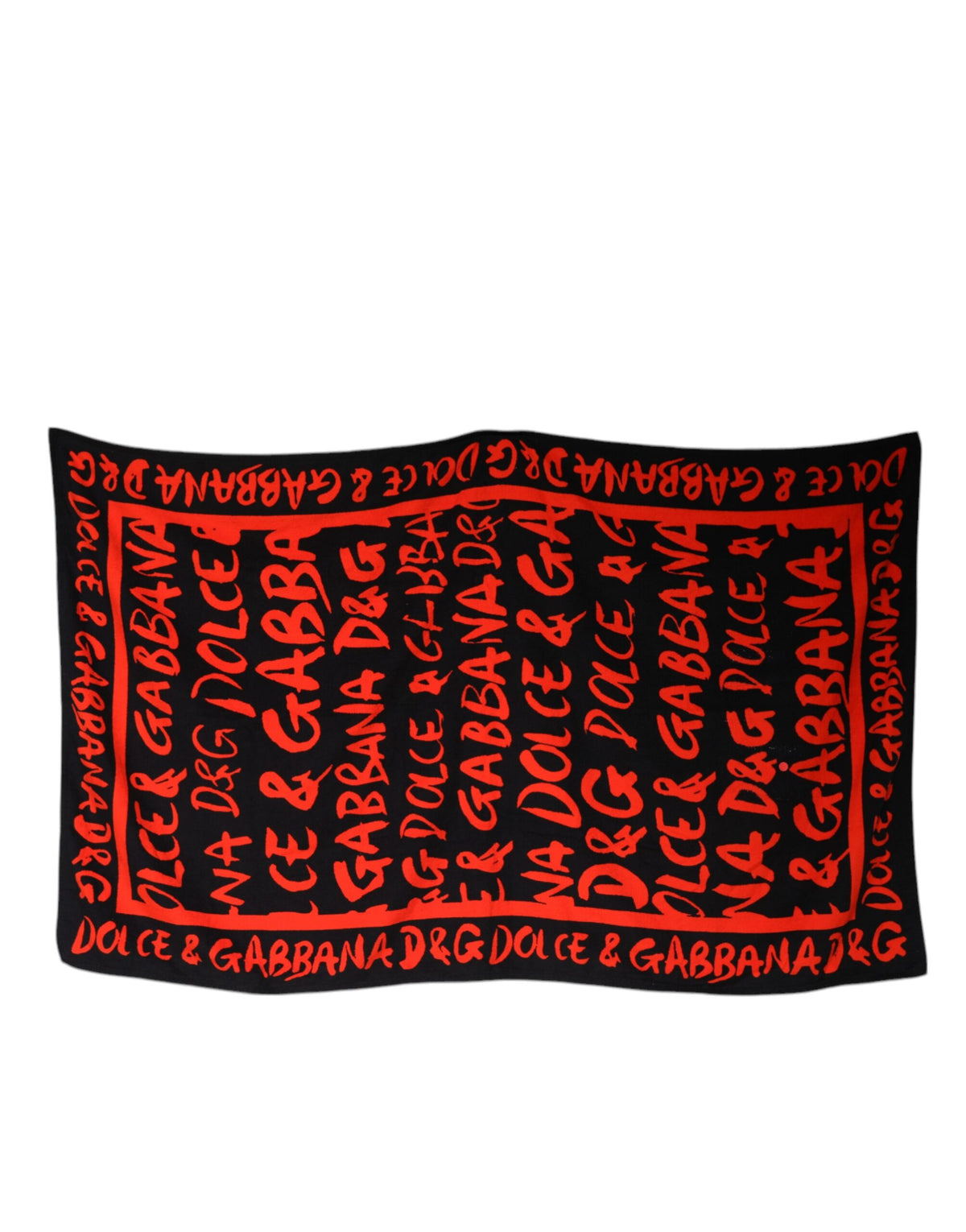 Dolce & Gabbana Strandtuch aus Baumwolle mit schwarz-rotem Logo-Print