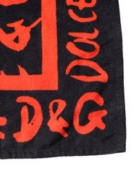 Dolce & Gabbana Strandtuch aus Baumwolle mit schwarz-rotem Logo-Print