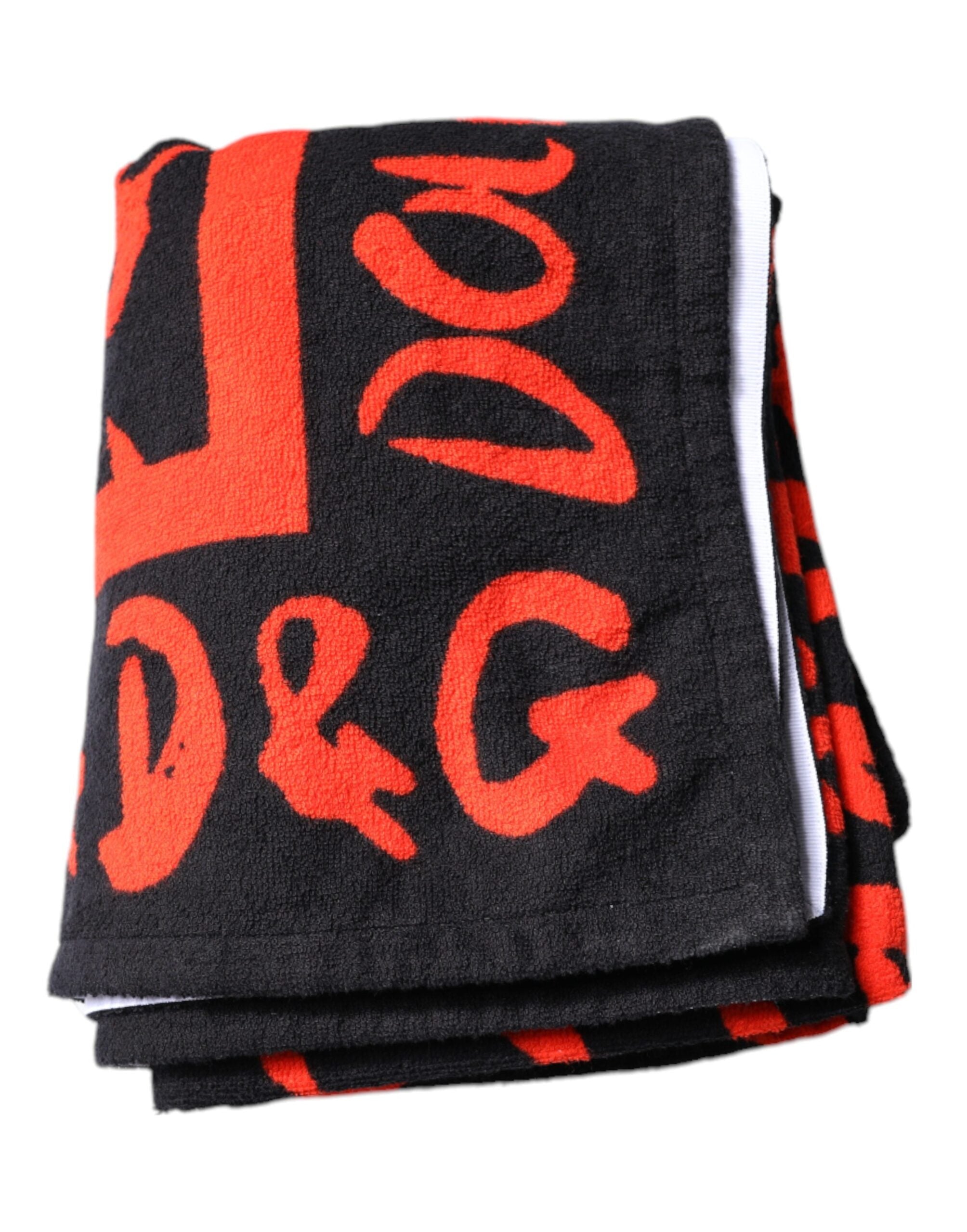 Dolce & Gabbana Strandtuch aus Baumwolle mit schwarz-rotem Logo-Print