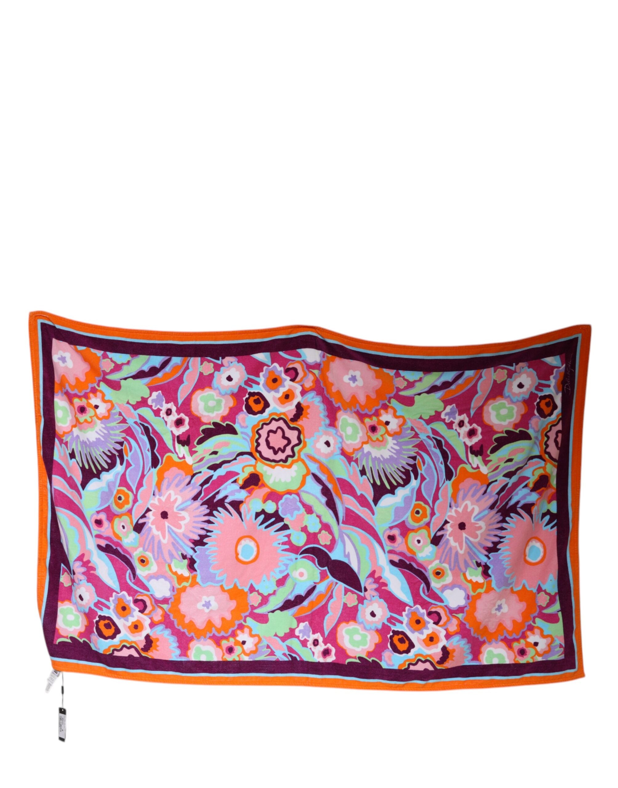 Dolce & Gabbana Multicolor Floral Print Cotton Beach Towel