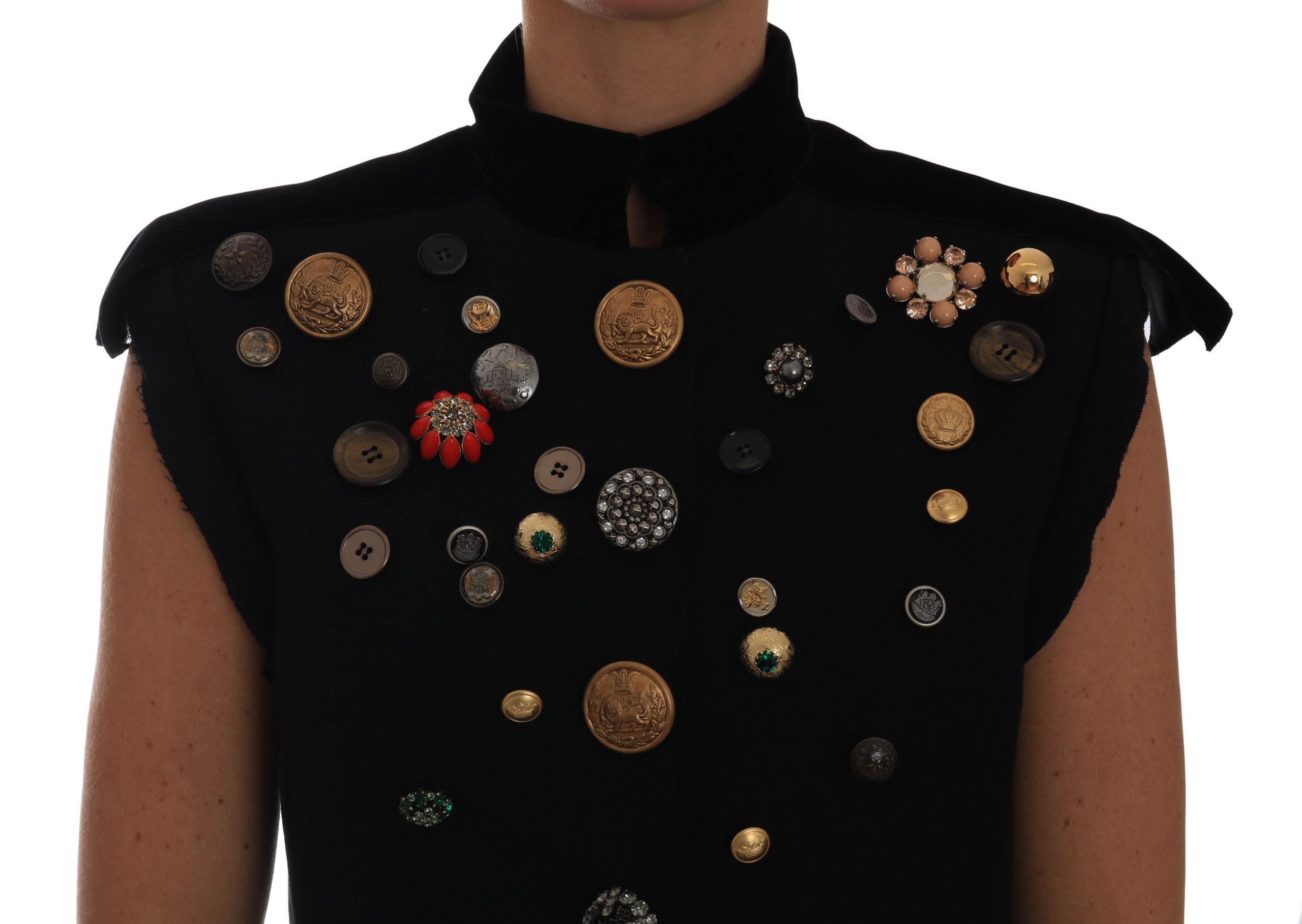 Dolce & Gabbana Schwarze bestickte florale Militärjackenweste