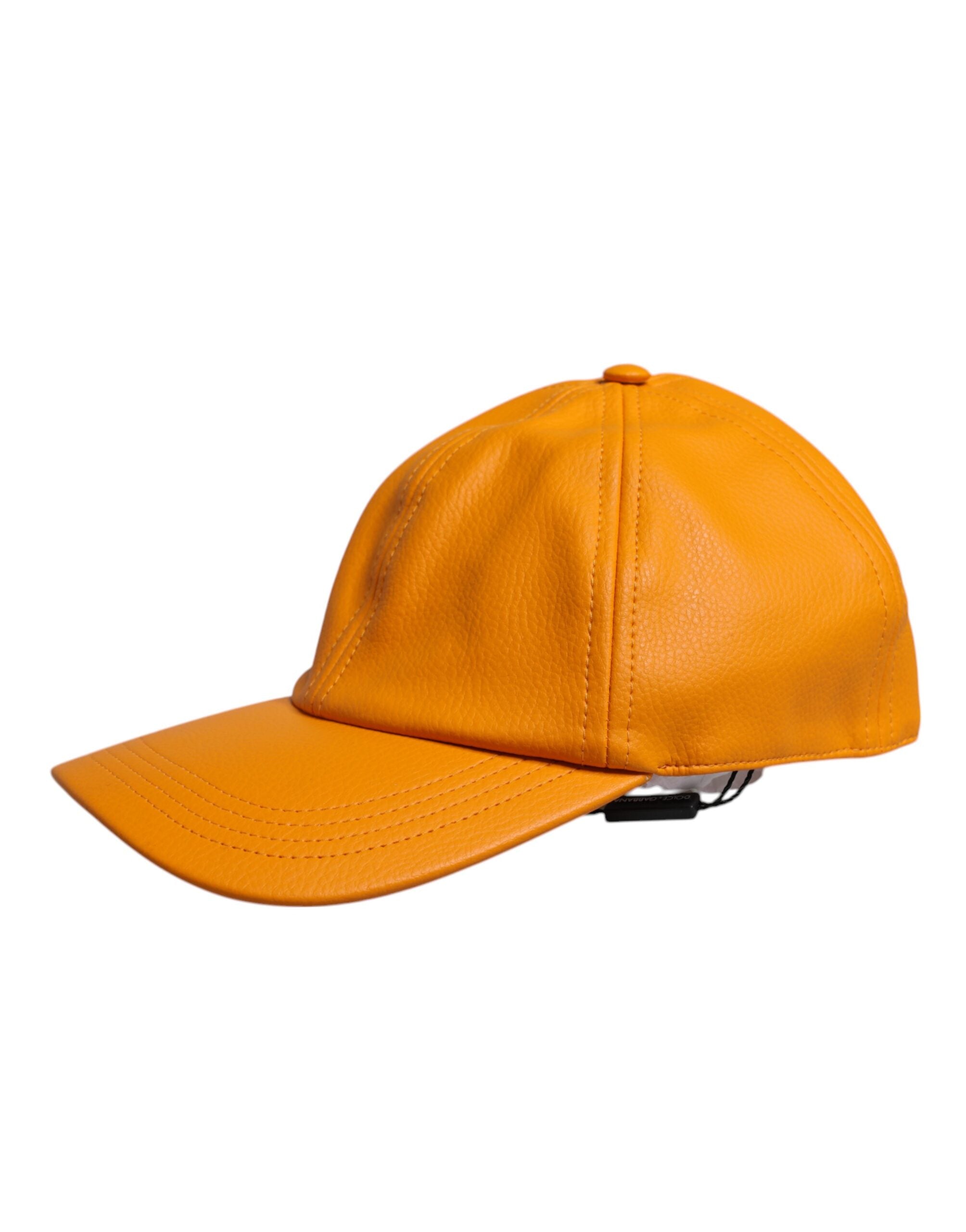 Dolce & Gabbana Orangefarbene Baseballkappe aus Baumwolle mit 6 Panels