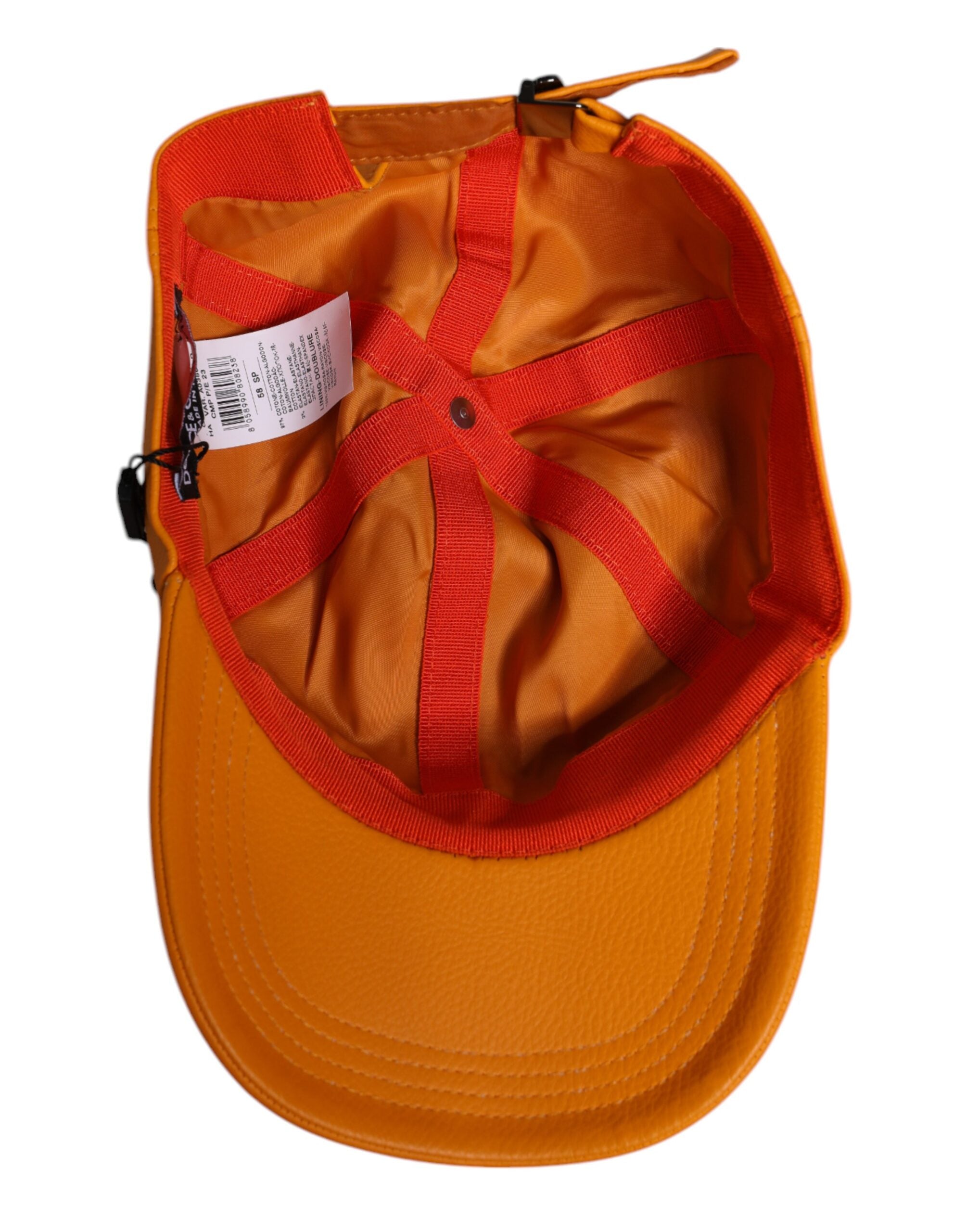 Dolce & Gabbana Orangefarbene Baseballkappe aus Baumwolle mit 6 Panels