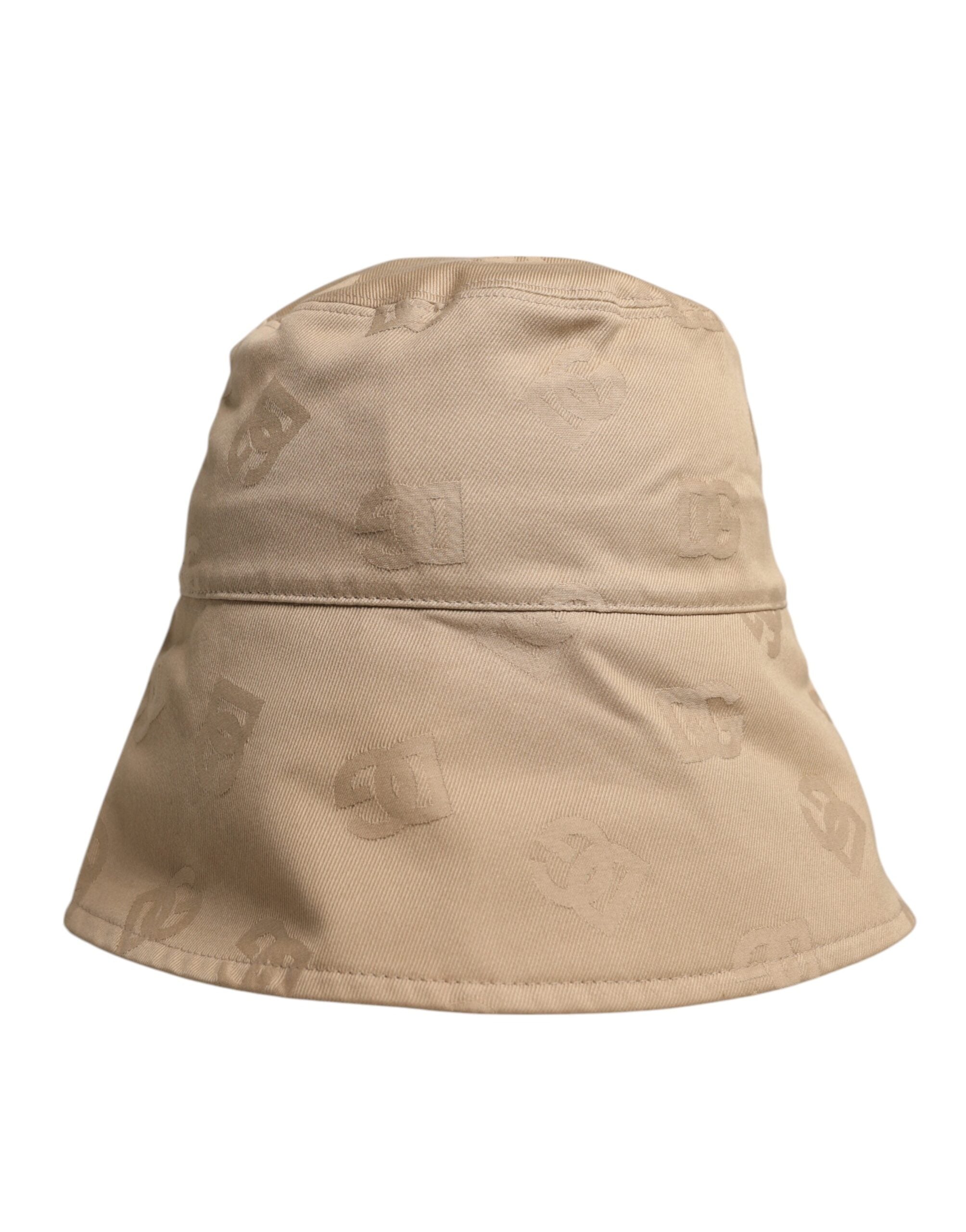 Dolce & Gabbana Beige Logo Monogram Baumwoll-Fischerhut