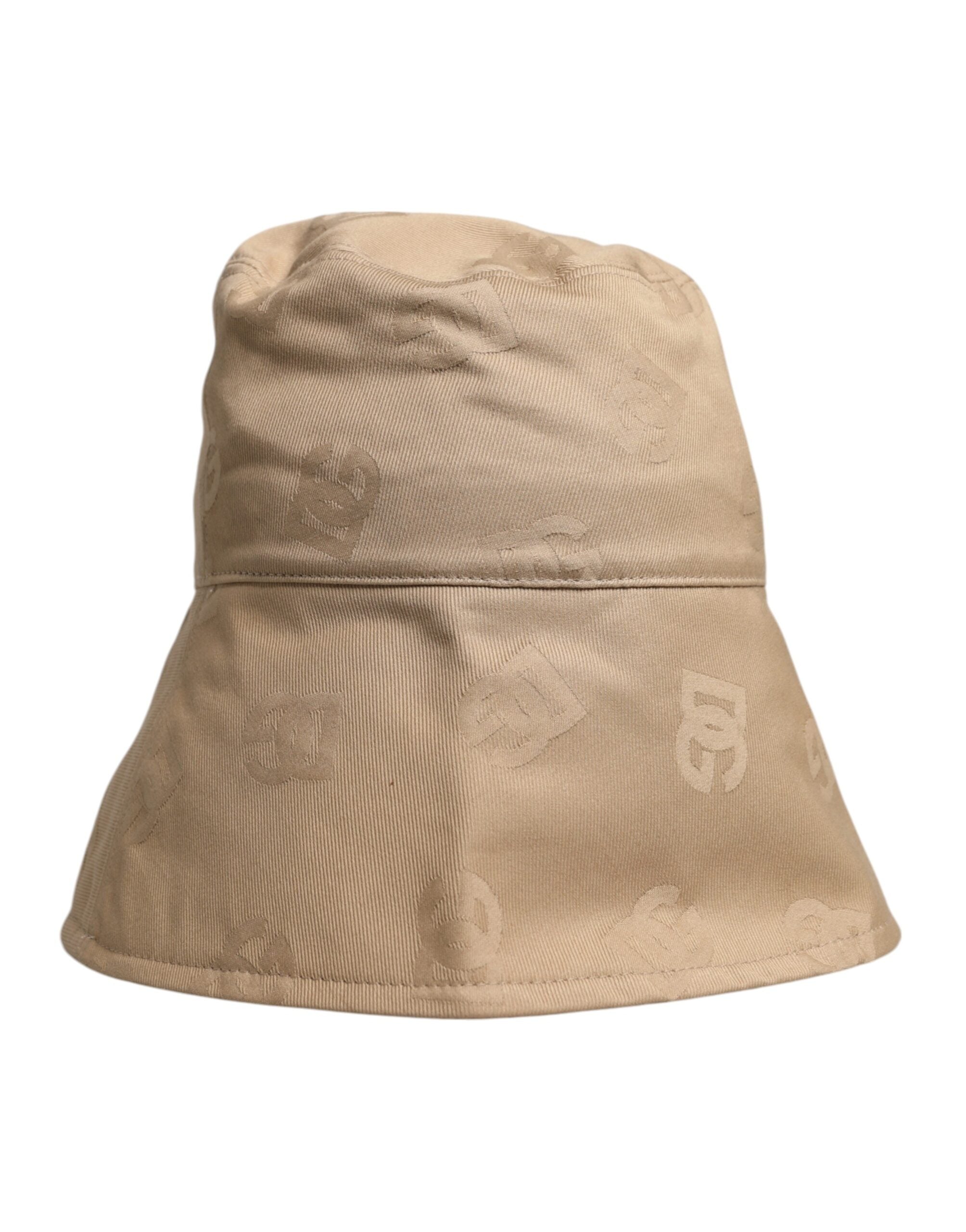 Dolce & Gabbana Beige Logo Monogram Baumwoll-Fischerhut