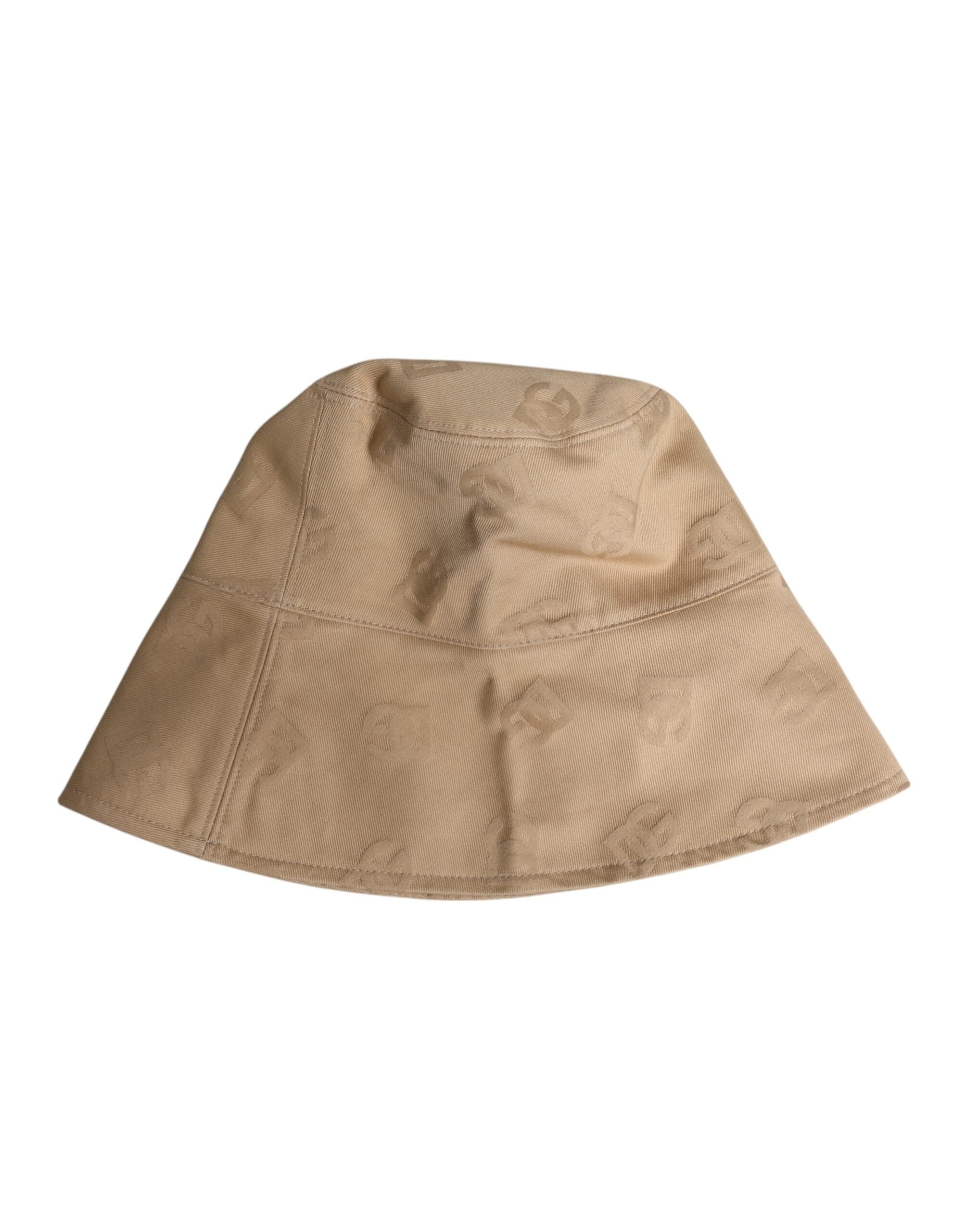 Dolce & Gabbana Beige Logo Monogram Baumwoll-Fischerhut