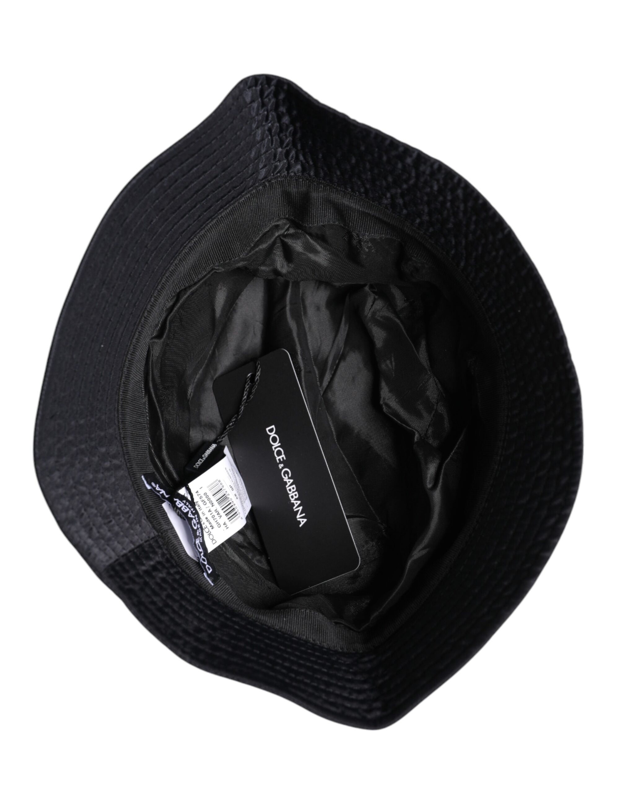 Dolce & Gabbana Schwarzer Baumwoll-Fischerhut mit breiter Krempe