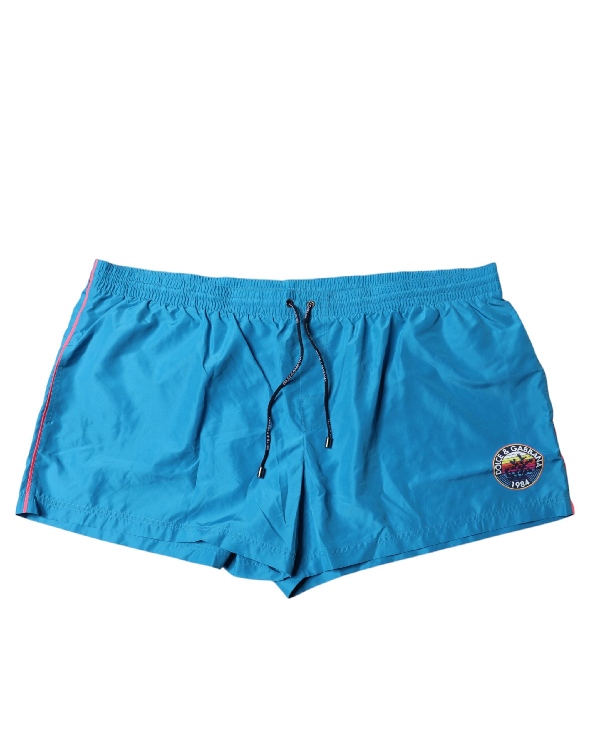 Dolce & Gabbana Türkise Logo-Strandshorts 2-teilige Bademode