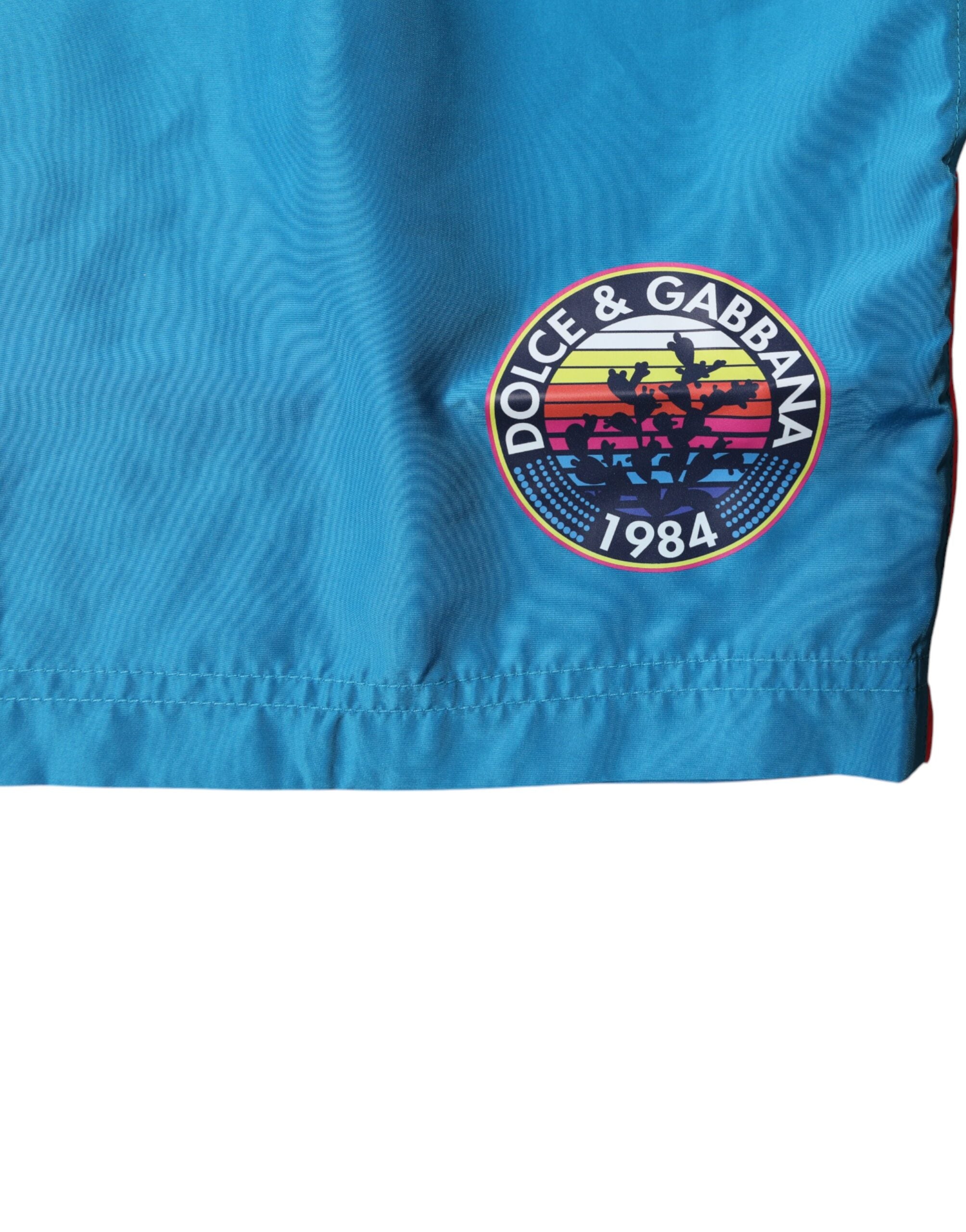 Dolce & Gabbana Türkise Logo-Strandshorts 2-teilige Bademode
