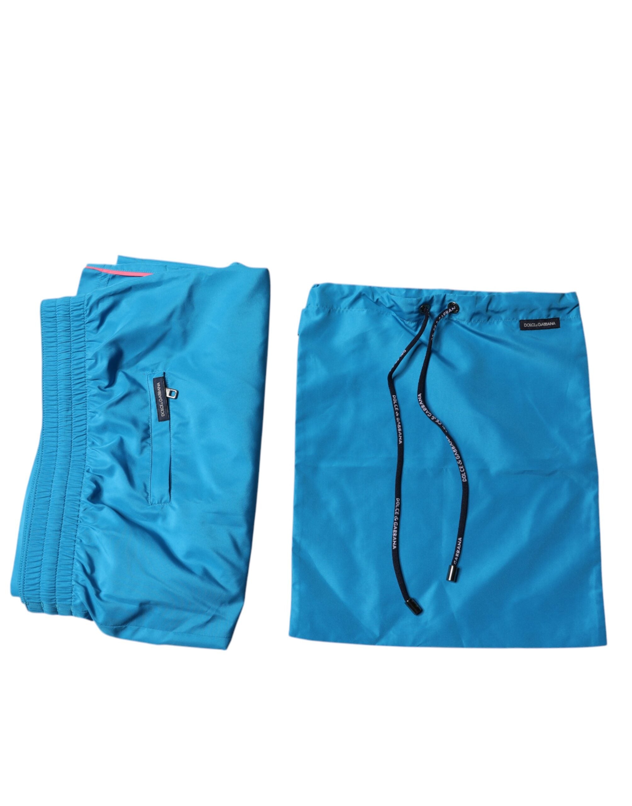 Dolce & Gabbana Türkise Logo-Strandshorts 2-teilige Bademode