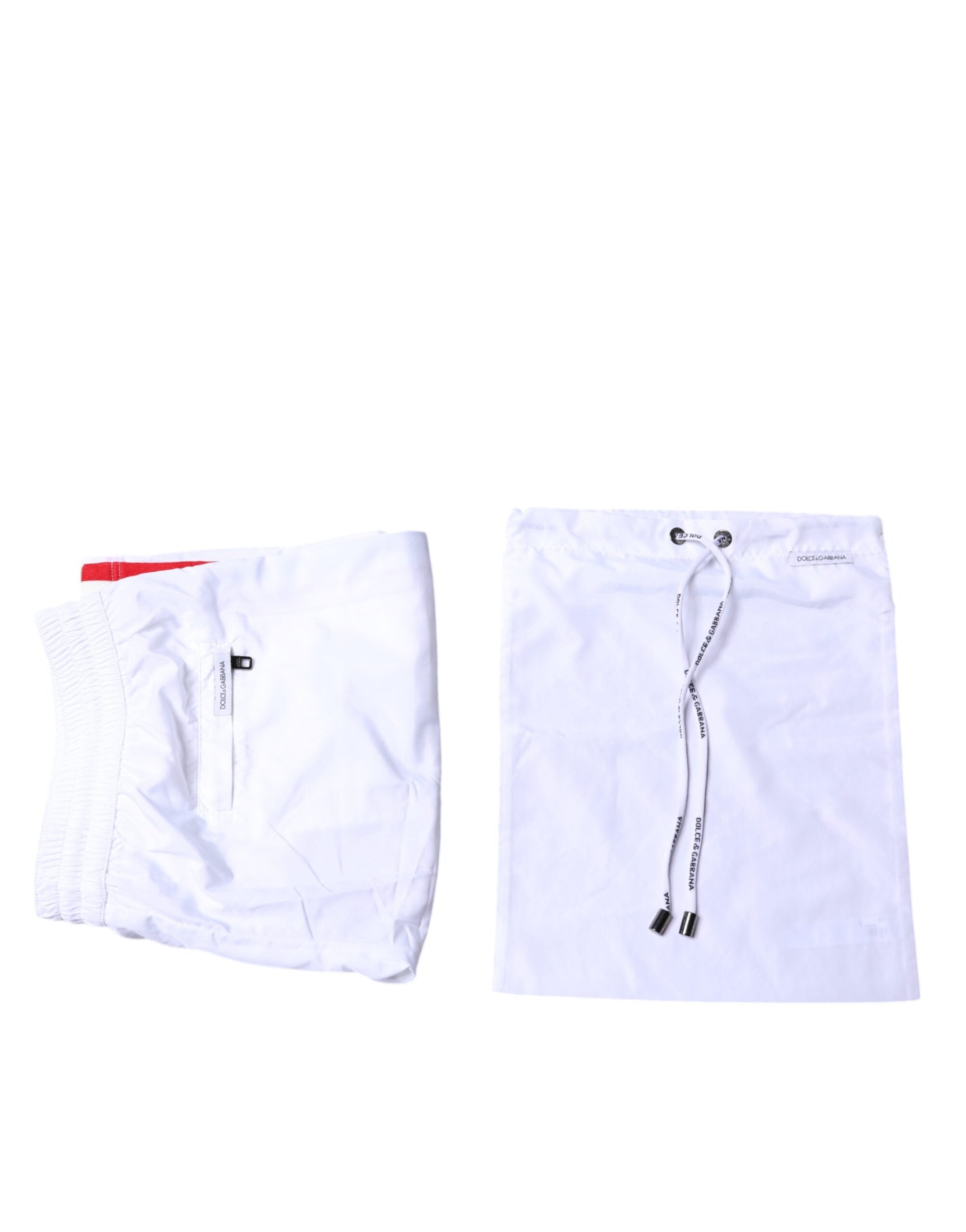 Dolce & Gabbana White Stripes Beachwear Shorts 2-teilige Bademode