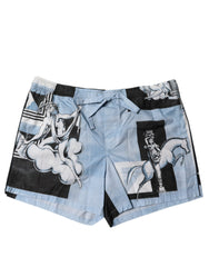Dolce & Gabbana Katoenen Herenshorts met Blauwe Beeldenprint