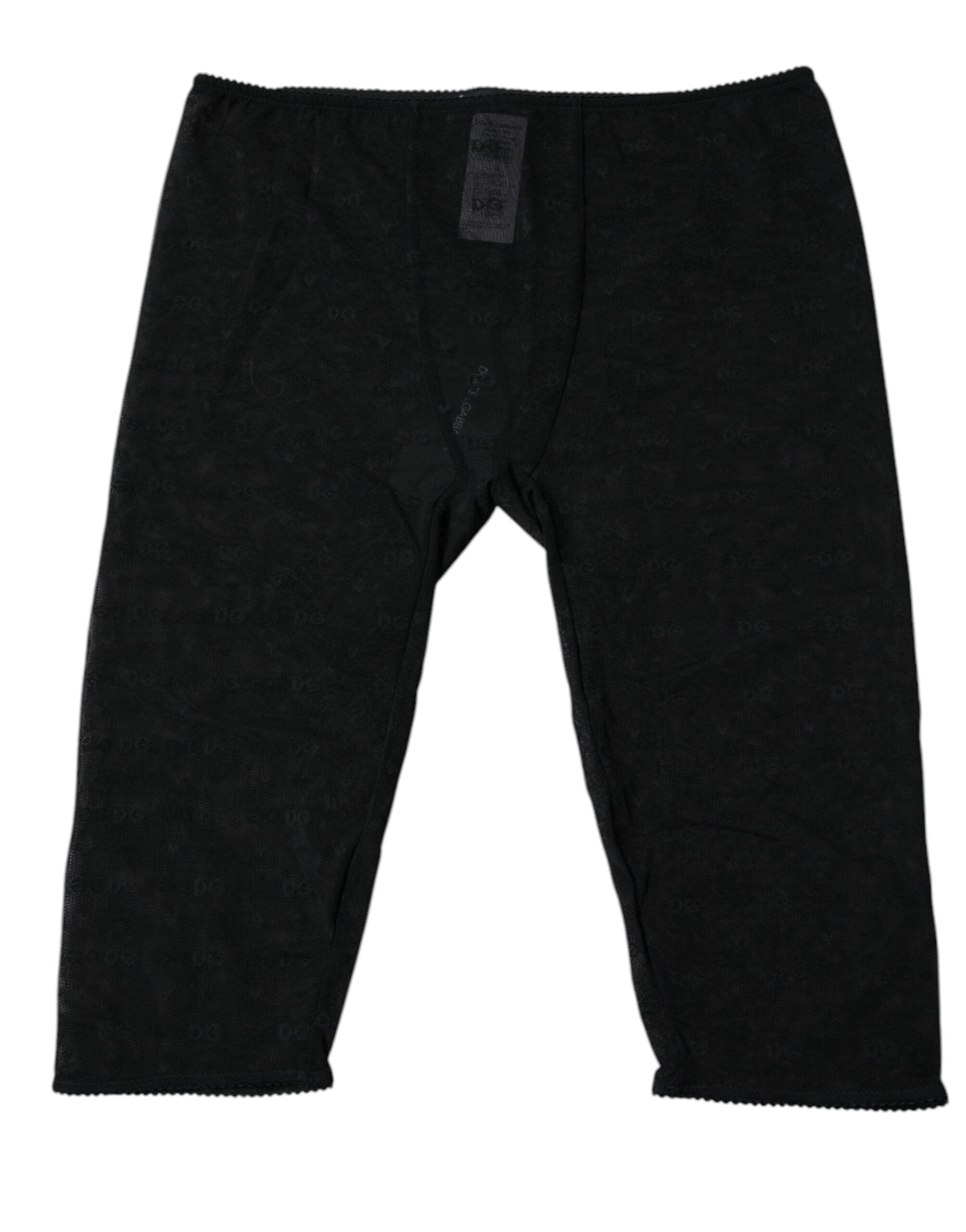 Dolce & Gabbana Schwarze Logo-Spitzen-Dessous, bauchfrei, eng anliegende Unterwäsche