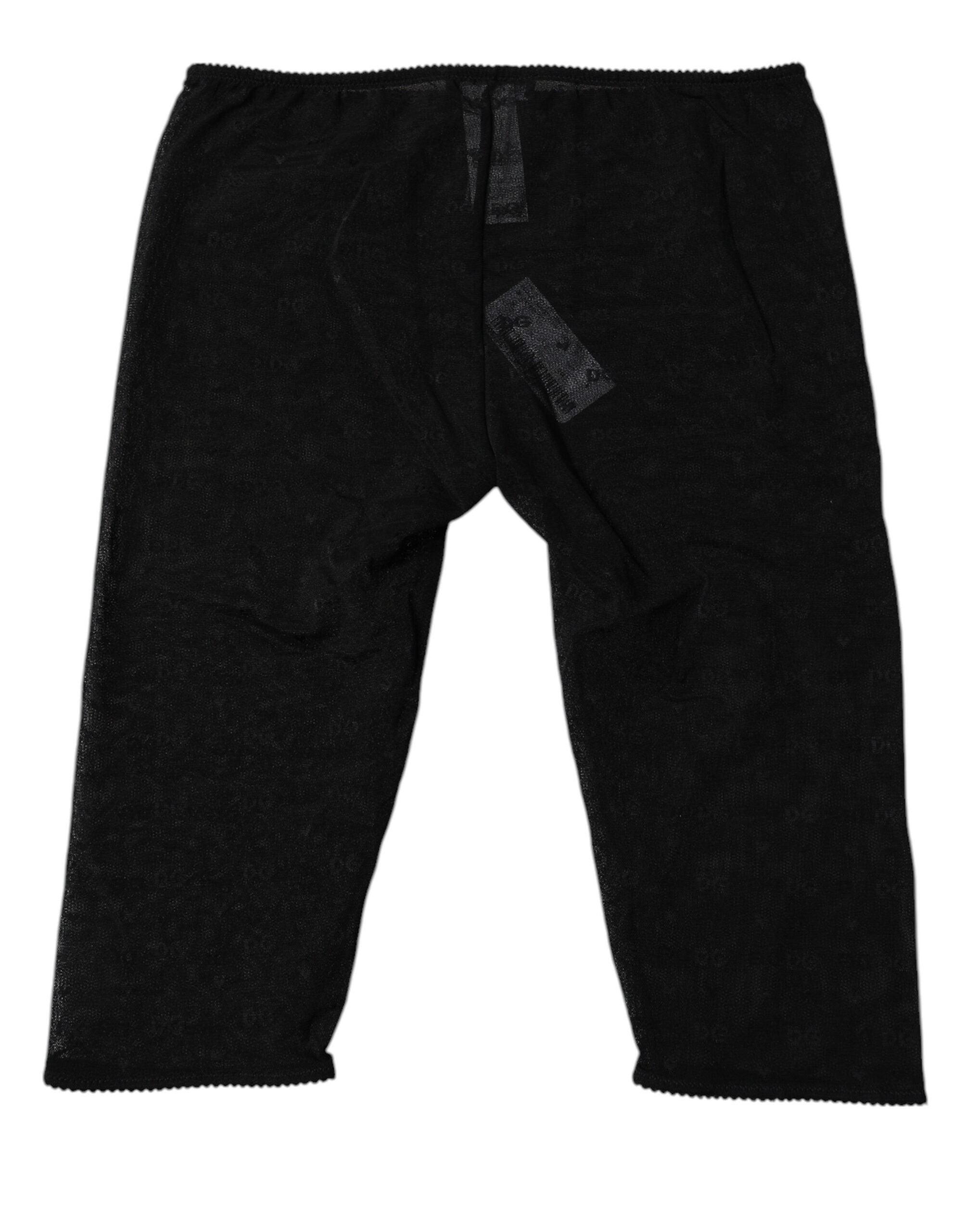 Dolce & Gabbana Schwarze Logo-Spitzen-Dessous, bauchfrei, eng anliegende Unterwäsche