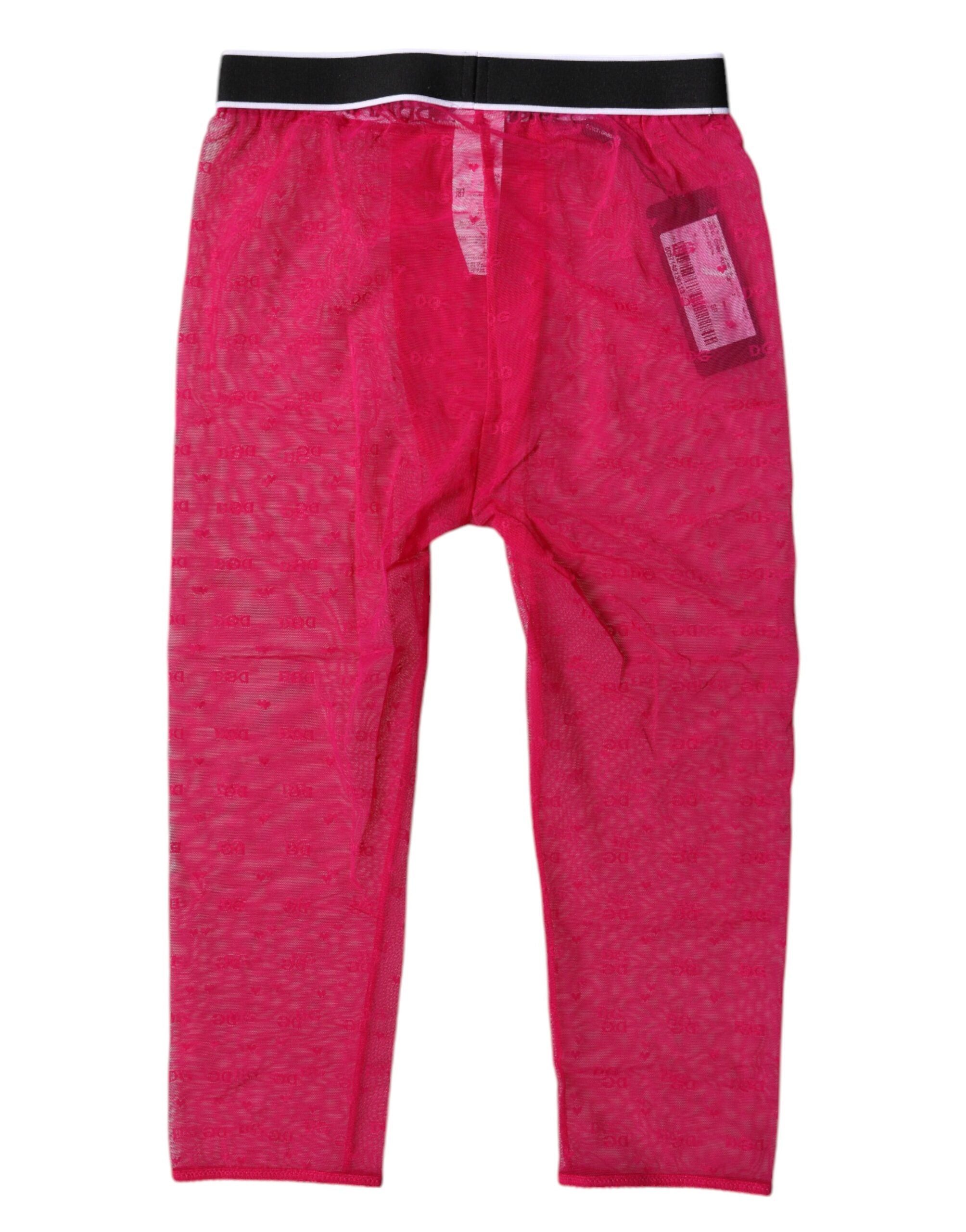 Dolce & Gabbana Fuchsia DG Logo Cropped Leggings aus Nylon-Unterwäsche
