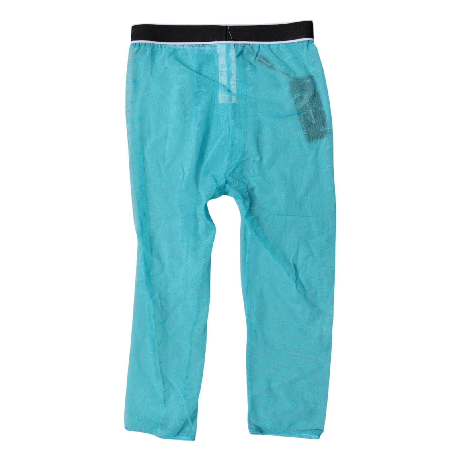 Dolce & Gabbana Light Blue DG Logo Nylon Cropped Tights Unterwäsche