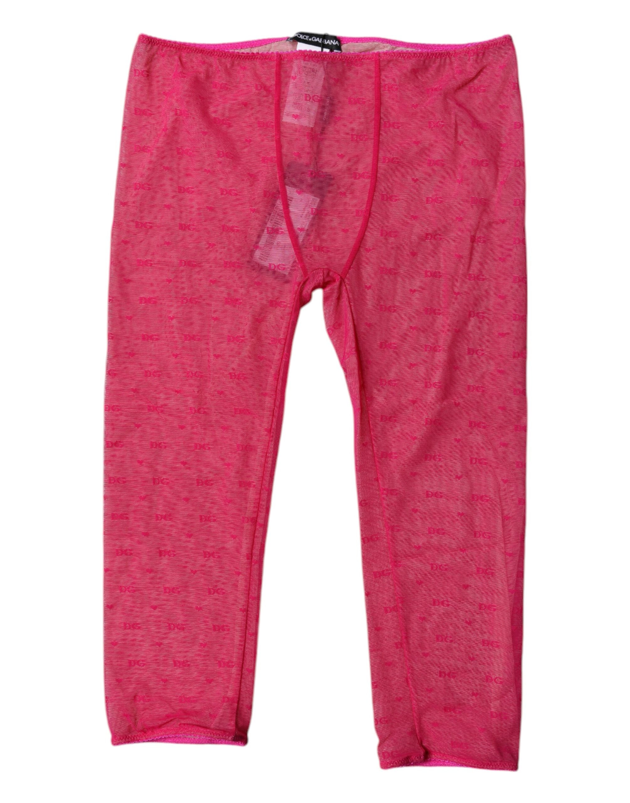 Dolce & Gabbana Fuchsia Logo Spitze Lingerie Cropped Eng Unterwäsche