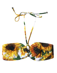 Dolce & Gabbana Multicolor Bloemen Halter Strandkleding Bikini Top Zwemkleding
