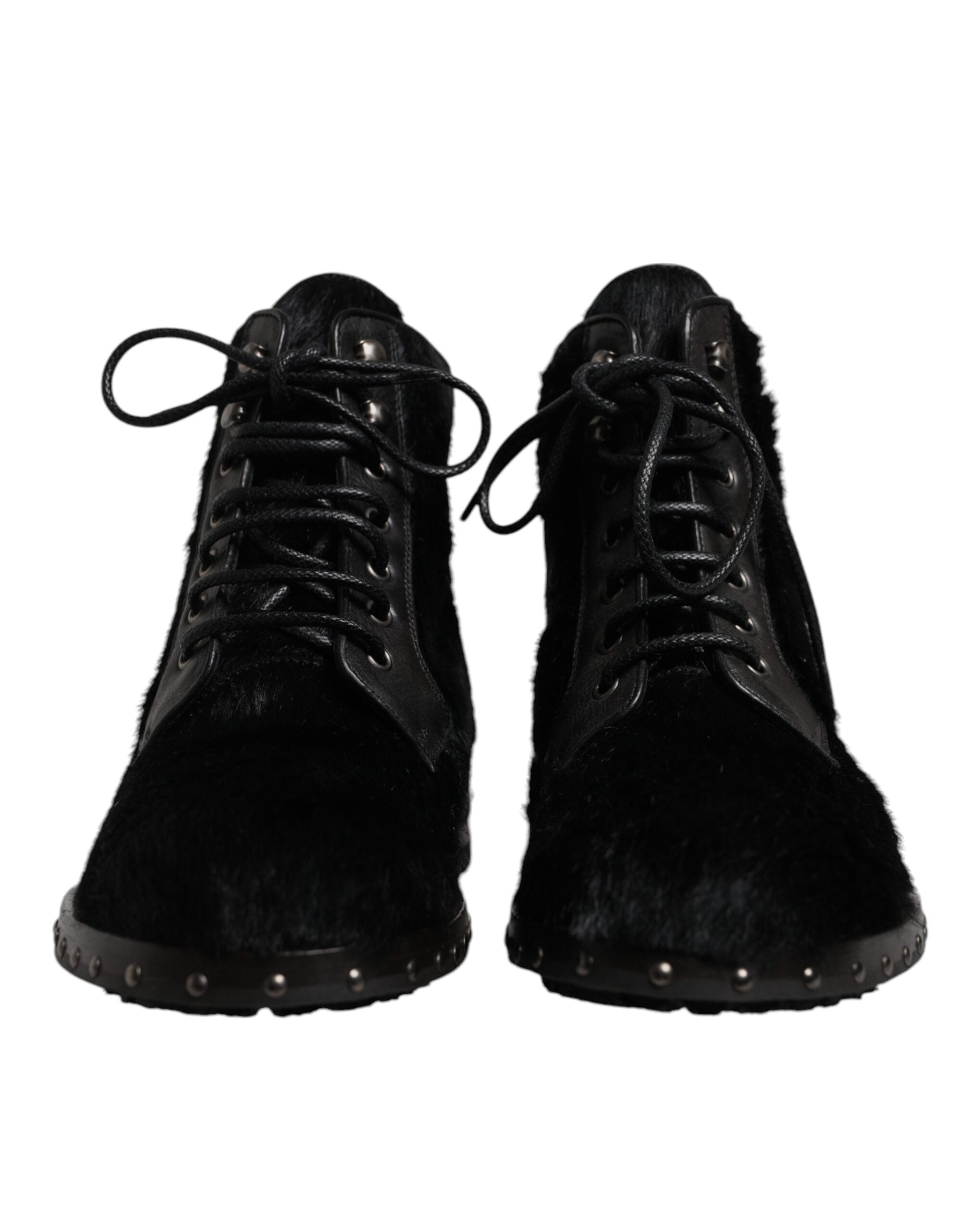 Dolce & Gabbana Zwarte Mid-kuit Laarzen van Leer in Pony Stijl