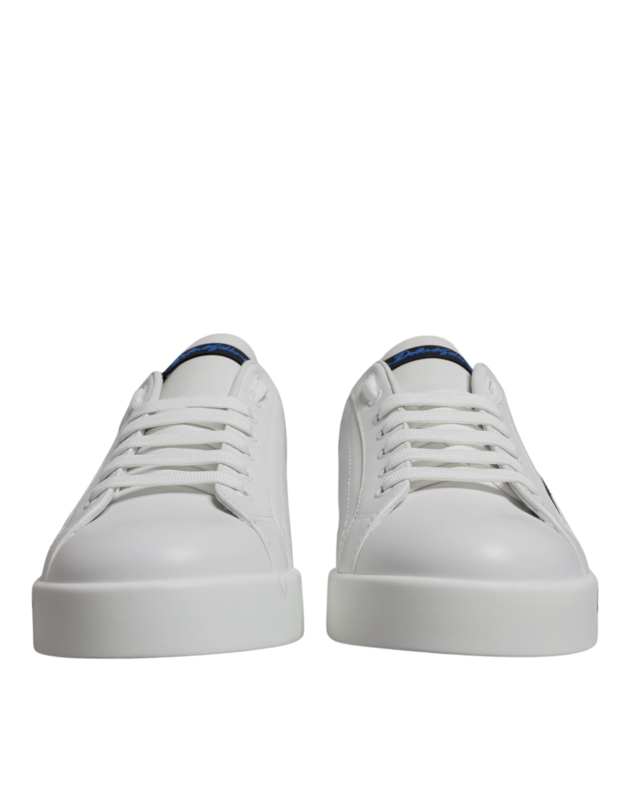 Dolce & Gabbana Wit Blauw Lederen Logo Lage Sneakers Schoenen