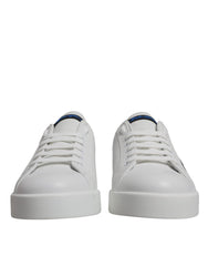 Dolce & Gabbana Wit Blauw Lederen Logo Lage Sneakers Schoenen