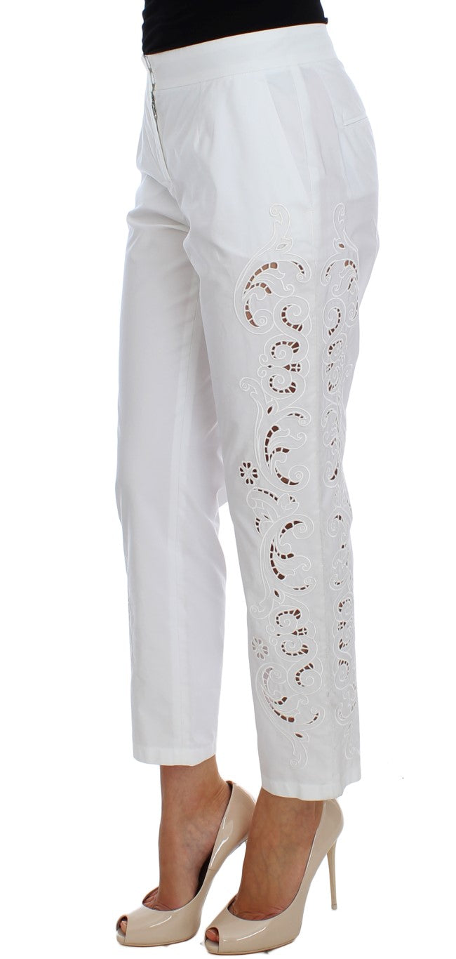 Dolce & Gabbana Weißes Kleid mit Blumen-Cutouts Sizilien-Hose