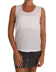 Dolce & Gabbana Weißes ärmelloses A-Linien-Seidenblusen-T-Shirt-Top