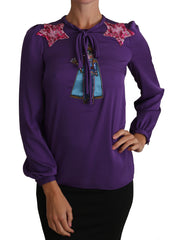Dolce & Gabbana Lila Bluse Prinz Märchen Besticktes Top
