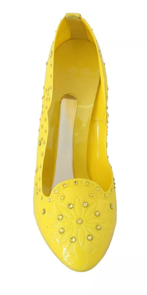 Dolce & Gabbana Gelbe Kristall-High Heels Aschenputtel-Schuhe
