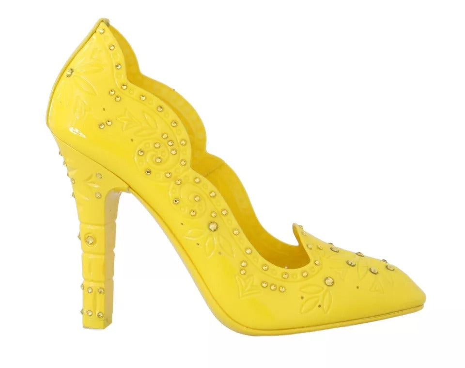 Dolce & Gabbana Gelbe Kristall-High Heels Aschenputtel-Schuhe
