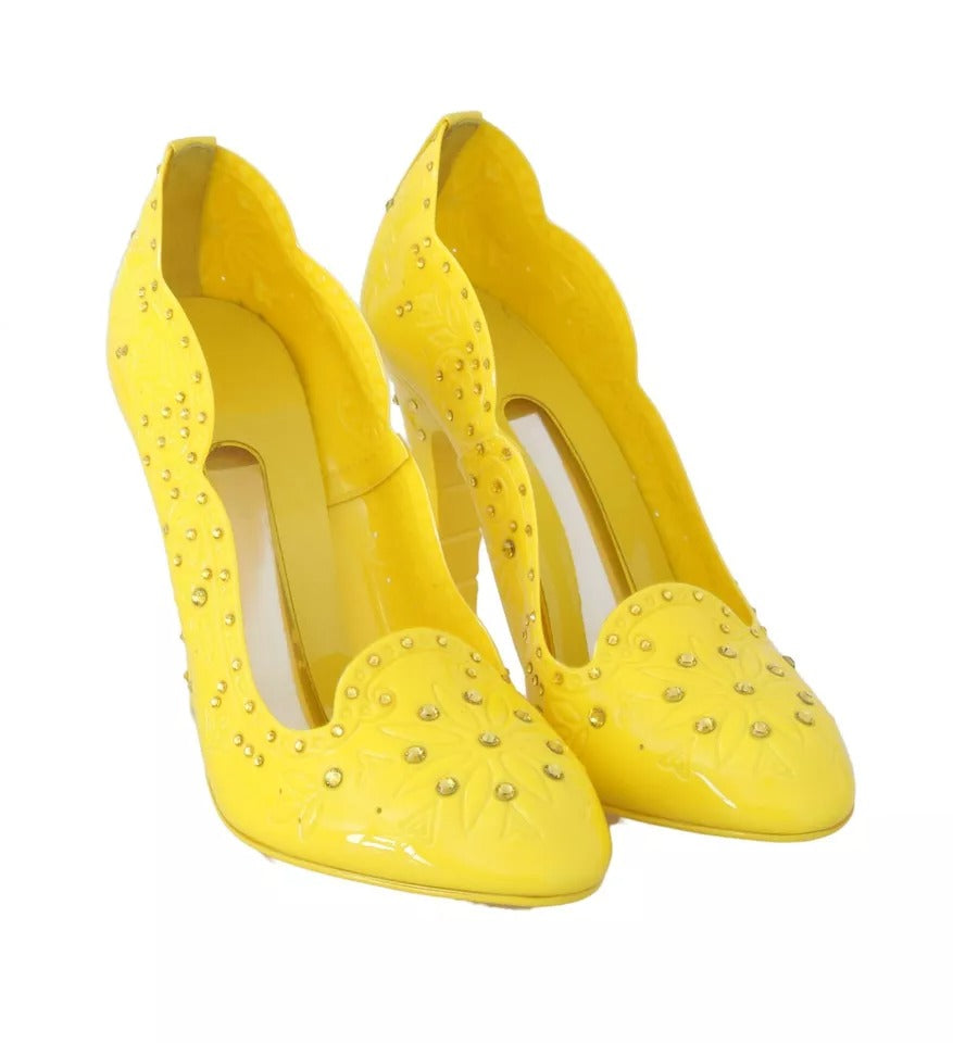 Dolce & Gabbana Gelbe Kristall-High Heels Aschenputtel-Schuhe