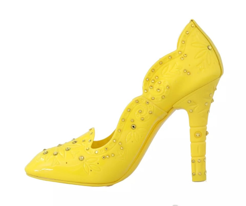 Dolce & Gabbana Gelbe Kristall-High Heels Aschenputtel-Schuhe