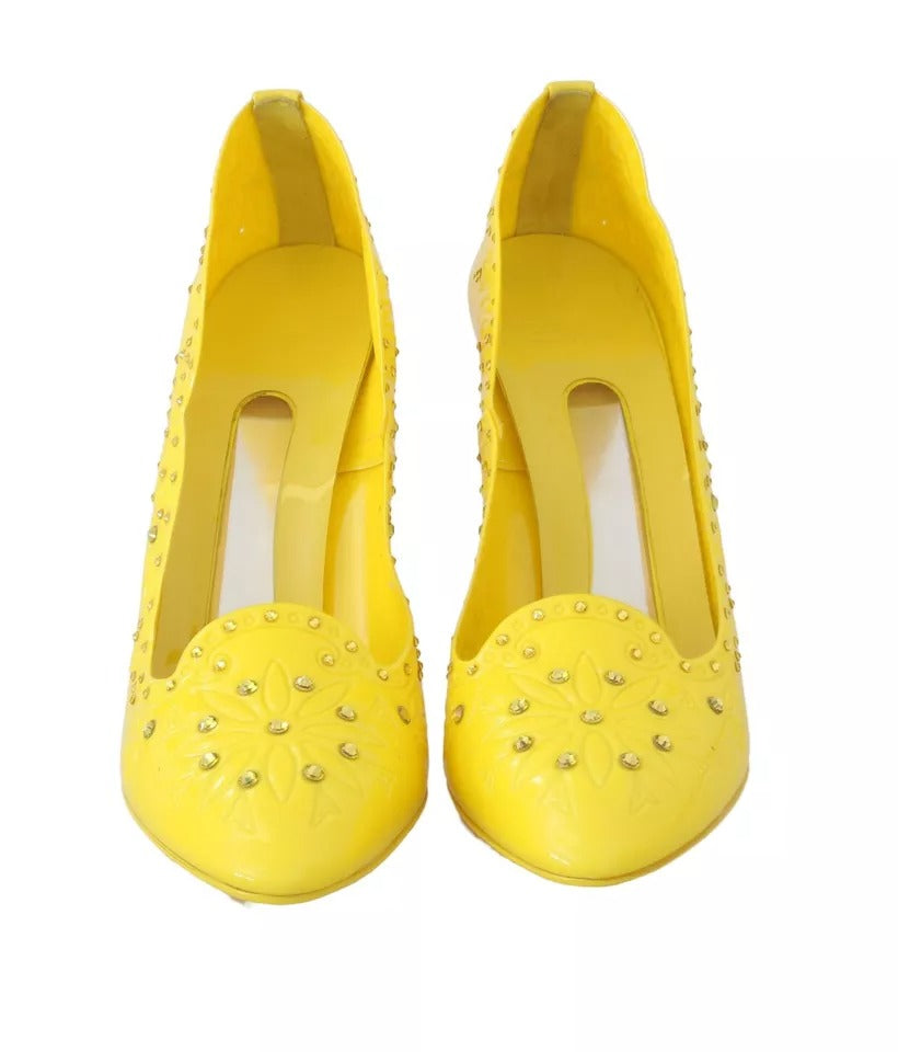 Dolce & Gabbana Gelbe Kristall-High Heels Aschenputtel-Schuhe