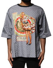 Dolce & Gabbana Graues Polka-Dot Pin-Up Print Rundhals-T-Shirt