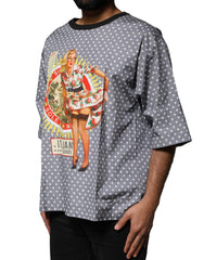 Dolce & Gabbana Graues Polka-Dot Pin-Up Print Rundhals-T-Shirt