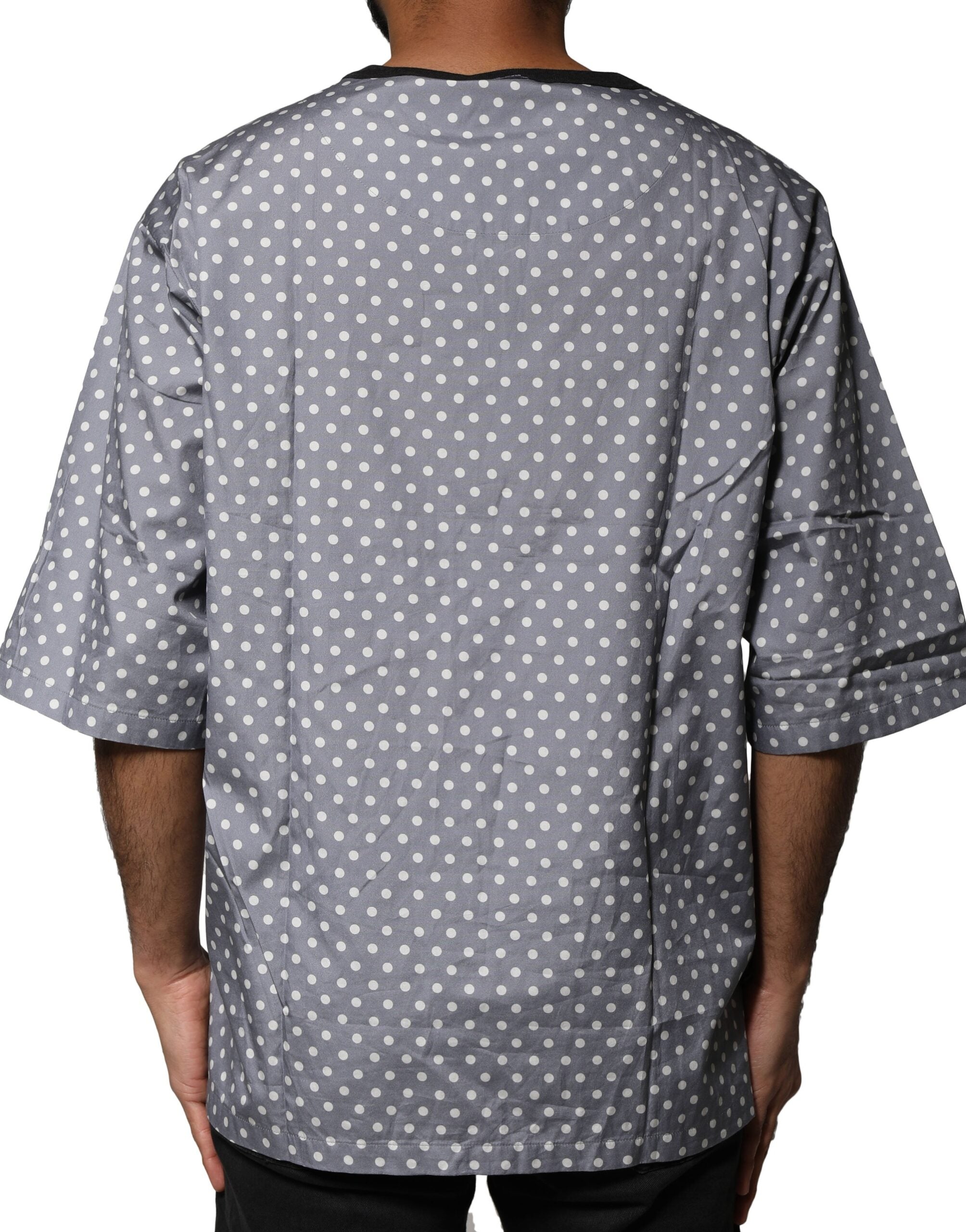 Dolce & Gabbana Graues Polka-Dot Pin-Up Print Rundhals-T-Shirt