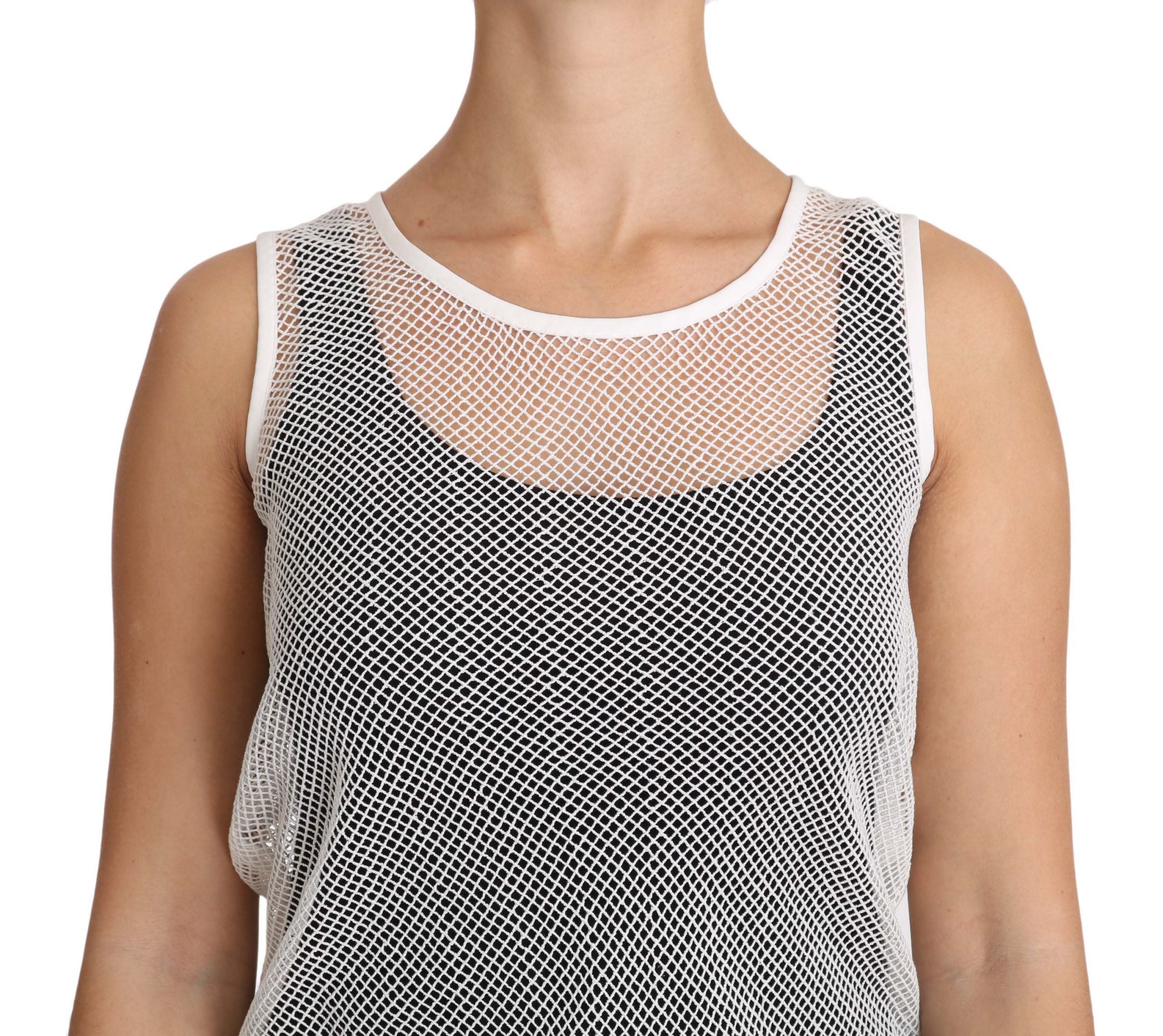 Dolce & Gabbana Wit Net Transparante Mouwloze Tanktop