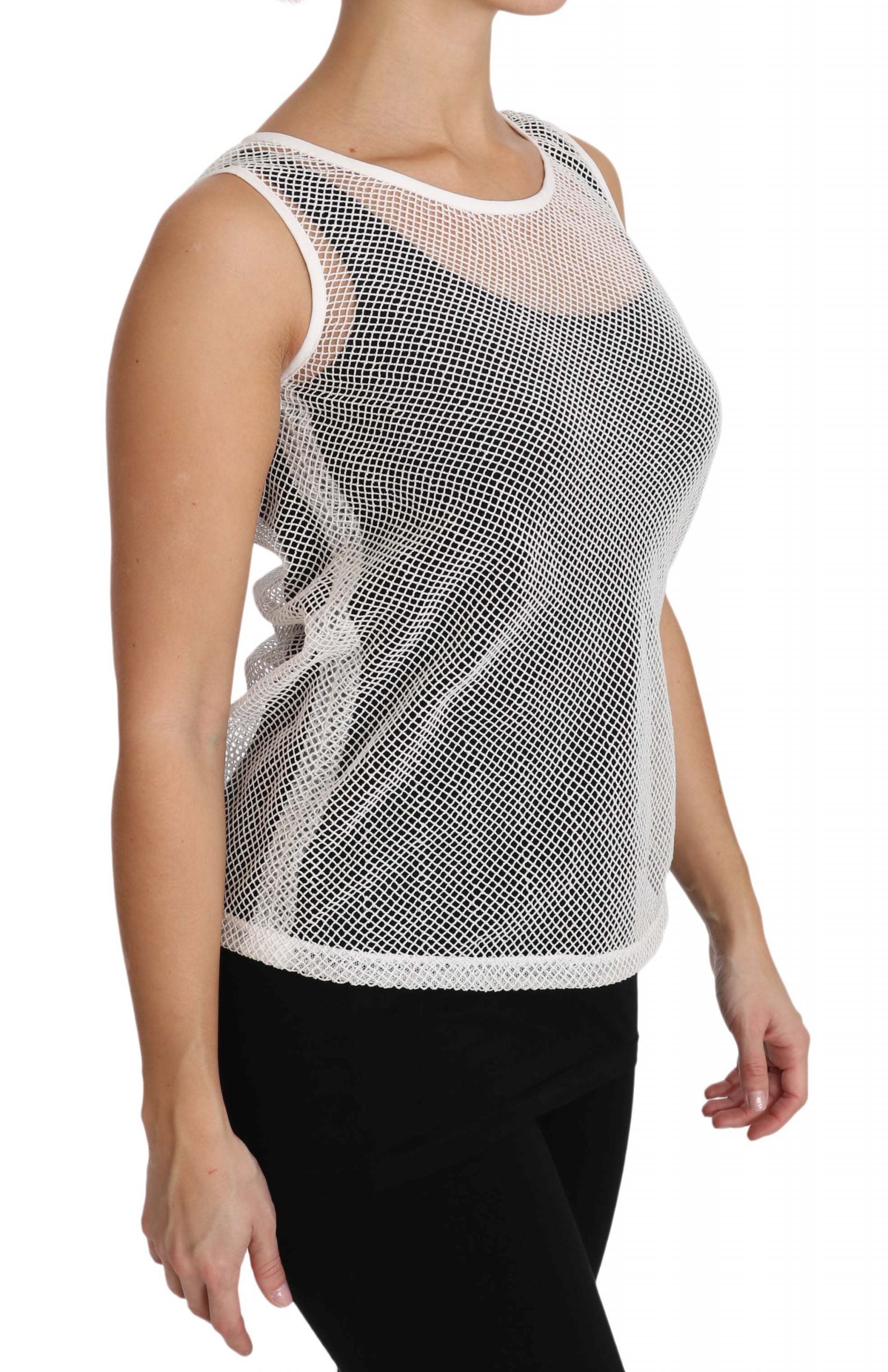 Dolce & Gabbana Wit Net Transparante Mouwloze Tanktop