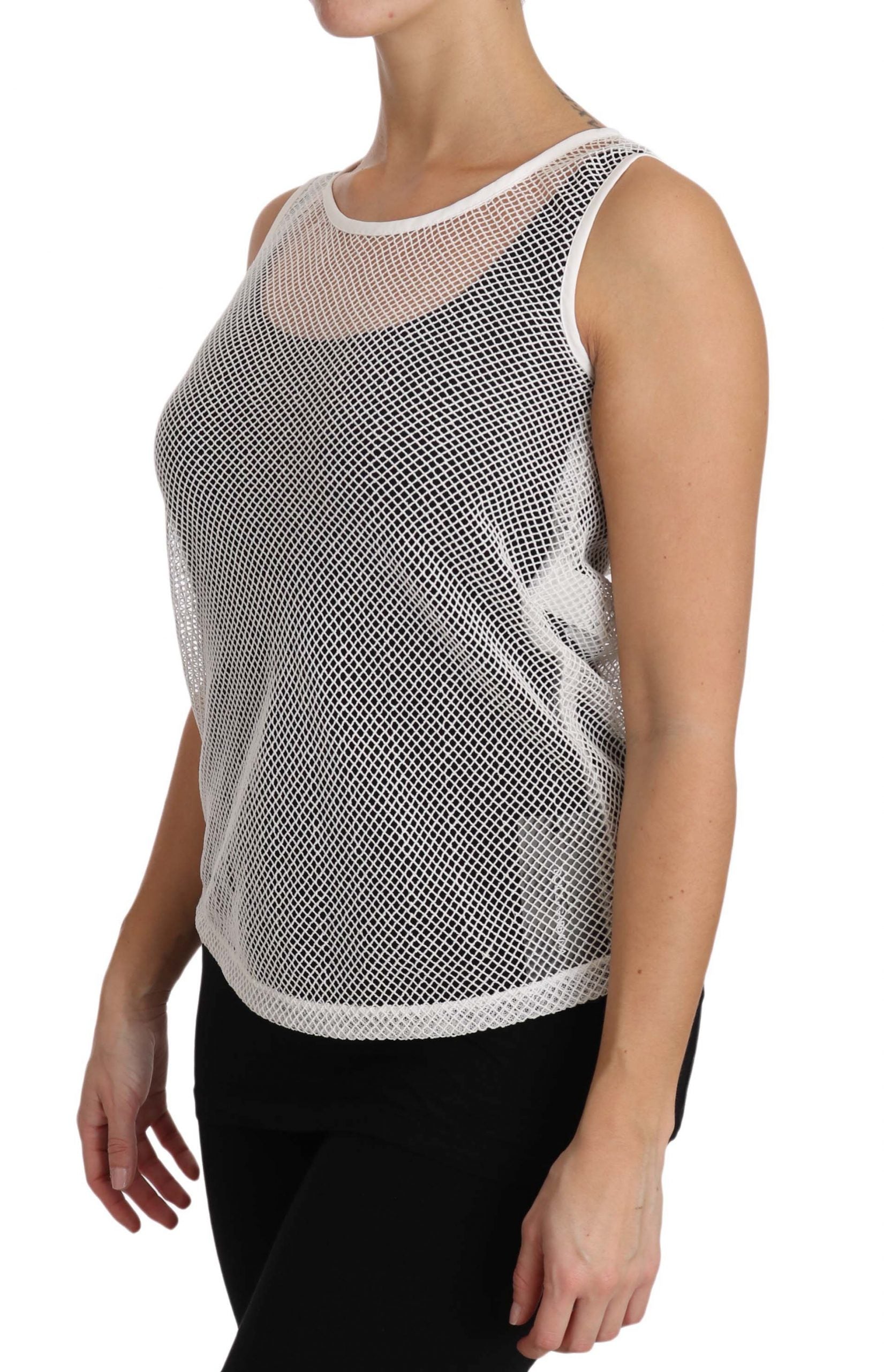 Dolce & Gabbana Wit Net Transparante Mouwloze Tanktop
