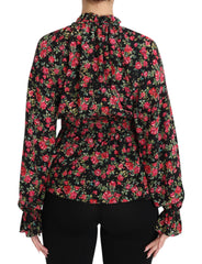 Dolce & Gabbana Zwart Rozenprint Bloemen Shirt Top Blouse