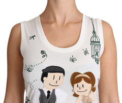Dolce & Gabbana White Cotton #dgfamily Sleeveless Shirt Tank Top