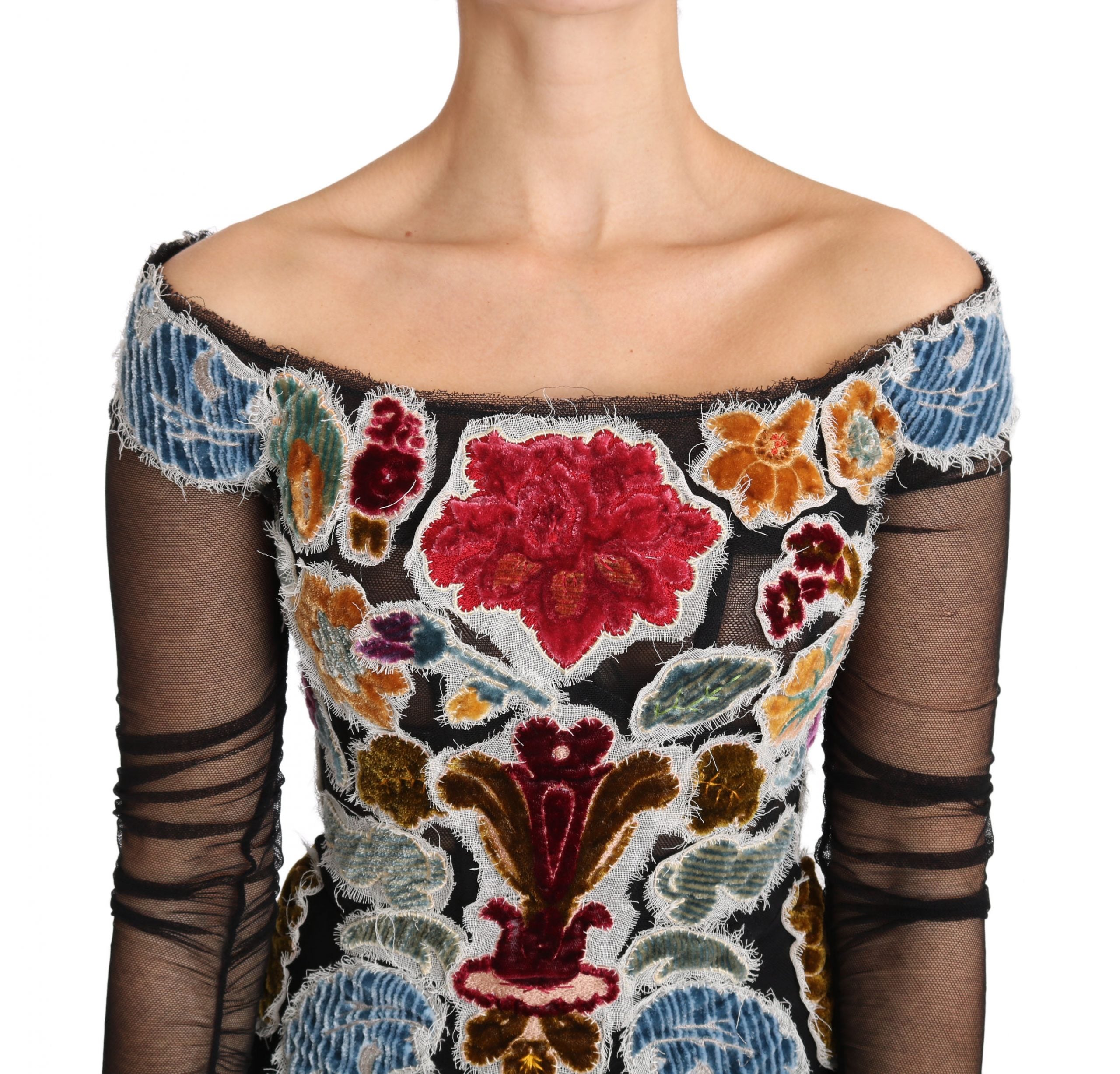 Dolce & Gabbana Zwart Bloemig Ricamo Top T-shirt Blouse