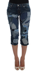 Dolce & Gabbana Stretch Blauwe Patchwork Jeans Shorts