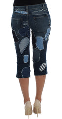 Dolce & Gabbana Stretch Blauwe Patchwork Jeans Shorts